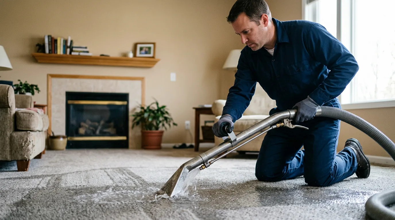Water damage restoration technician working near Buchanan, VA